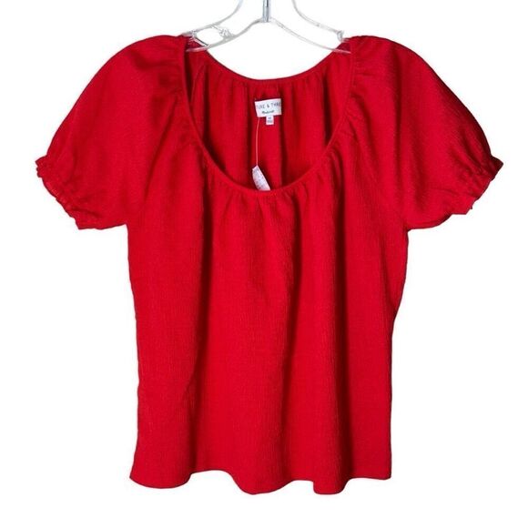 Madewell Texture & Thread Crinkle Textured Blouse in Red XS NWT - Picture 1 of 9